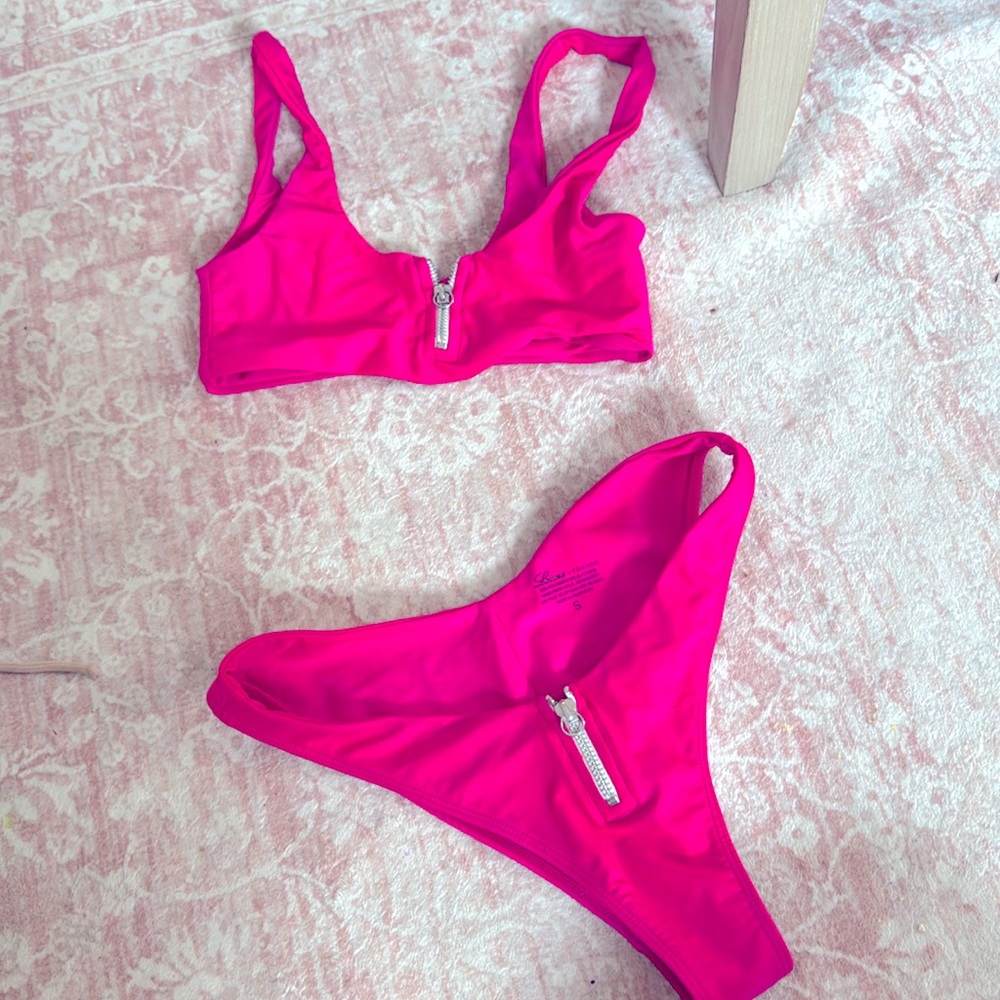 Lovers and friends pink zip up bikini